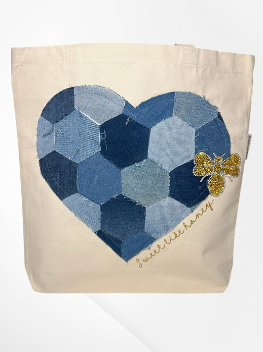 Denim Heart Tote Bag