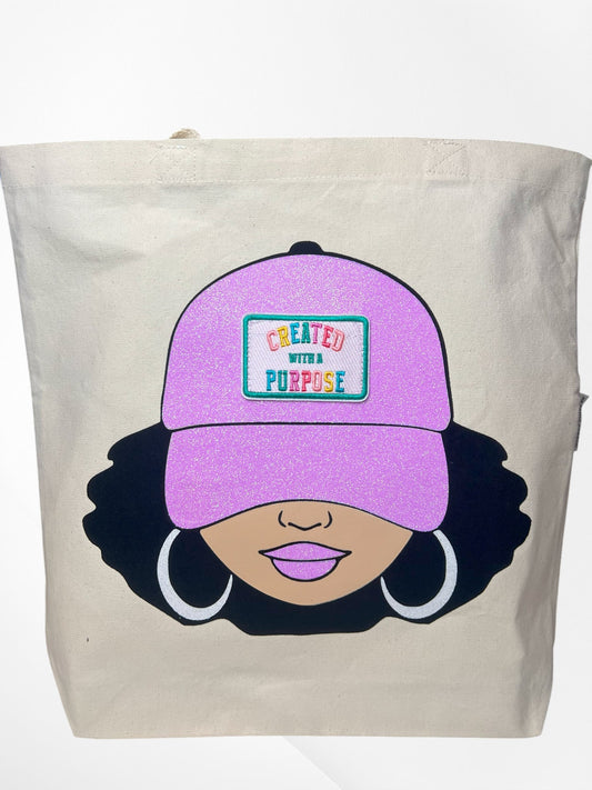 "Brandy" Glitter Cap Tote Bag